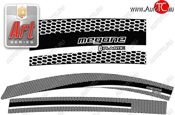 2 299 р. Ветровики дверей CA-Plastic  Renault Megane  хэтчбэк 5 дв. (2008-2016) дорестайлинг,  рестайлинг (Серия Art черная, без хром. молдинга)  с доставкой в г. Майкоп
