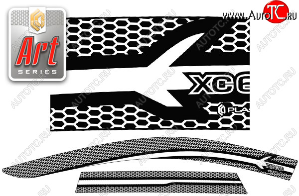 2 199 р. Ветровики дверей CA-Plastic  Volvo XC60 (2017-2022) (Серия Art черная, без хром. молдинга)  с доставкой в г. Майкоп