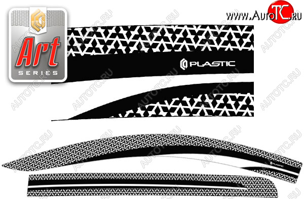 2 299 р. Ветровики дверей CA-Plastic  Mitsubishi Triton  KKKL (2015-2018) Double Cab дорестайлинг (Серия Art черная, без хром. молдинга)  с доставкой в г. Майкоп