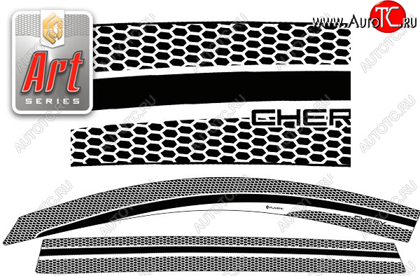 2 199 р. Дефлектора окон CA-Plastic  Chery Tiggo 8 PRO (2021-2025) (Серия Art черная, без хром. молдинга)  с доставкой в г. Майкоп