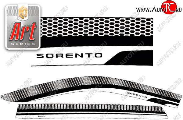 2 199 р. Дефлектора окон (рынок РФ) CA-Plastic  KIA Sorento  MQ4 (2020-2022) (Серия Art черная, без хром. молдинга)  с доставкой в г. Майкоп