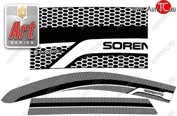 2 299 р. Ветровики дверей CA-Plastic KIA Sorento XM дорестайлинг (2009-2012) (Серия Art графит, без хром. молдинга, крепление скотч)  с доставкой в г. Майкоп