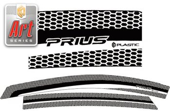 Ветровики дверей CA-Plsastic Toyota Prius  XW20 (2003-2005) дорестайлинг (Серия Art серебро)