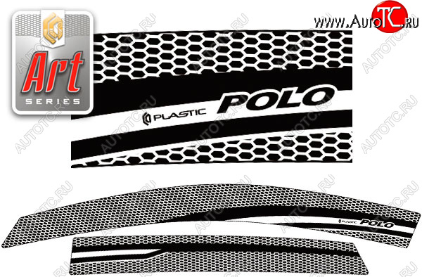 2 159 р. Ветровики дверей CA-Plastic  Volkswagen Polo  5 (2015-2020) хэтчбек рестайлинг (Серия Art серебро, без хром. молдинга)  с доставкой в г. Майкоп