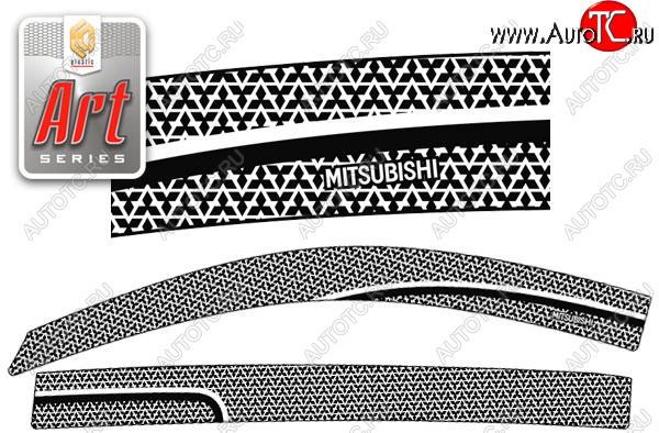 2 199 р. Ветровики дверей CA-Plastic  Mitsubishi Triton  KA/KB (2005-2015) Picap DoubleCab (Серия Art серебро, без хром. молдинга, крепление скотч)  с доставкой в г. Майкоп
