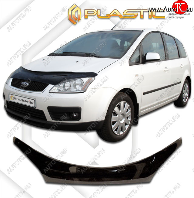 2 399 р. Дефлектор капота (exclusive) CA-Plastic  Ford C-max  Mk1 (2003-2007) доресталинг (Classic чёрный, Без надписи)  с доставкой в г. Майкоп
