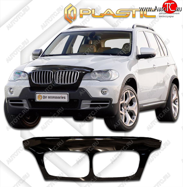 2 599 р. Дефлектор капота (exclusive) CA-Plastic BMW X5 E70 дорестайлинг (2006-2010) (Classic чёрный, Без надписи)  с доставкой в г. Майкоп