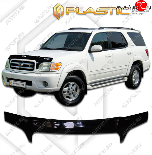 2 599 р. Дефлектор капота (exclusive) CA-Plastic  Toyota Sequoia (2000-2004) XK30, XK40 дорестайлинг (Classic чёрный, Без надписи)  с доставкой в г. Майкоп