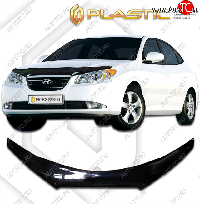 2 199 р. Дефлектор капота (exclusive) CA-Plastic Hyundai Avante (2006-2010) (Classic чёрный, Без надписи)  с доставкой в г. Майкоп