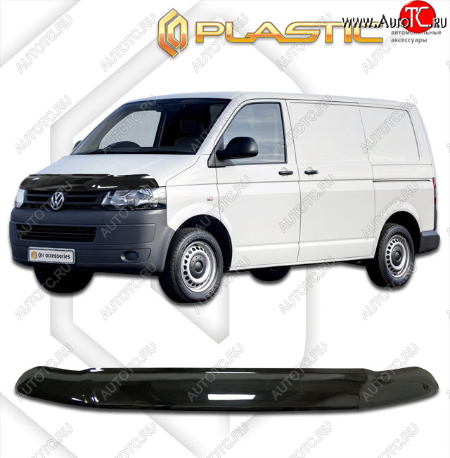 2 599 р. Дефлектор капота (exclusive) CA-Plastic  Volkswagen Multivan  T5 (2009-2015) рестайлинг (Classic чёрный, Без надписи)  с доставкой в г. Майкоп