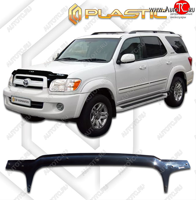 2 399 р. Дефлектор капота (exclusive) CA-Plastic  Toyota Sequoia (2004-2007) XK30, XK40 рестайлинг (Classic чёрный, Без надписи)  с доставкой в г. Майкоп
