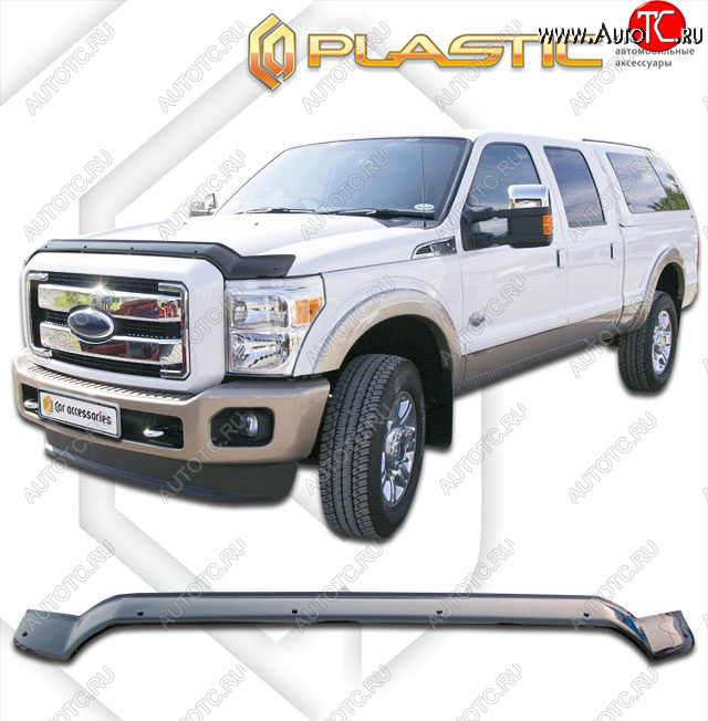 2 899 р. Дефлектор капота (exclusive) CA-Plastic  Ford F350  P473 PickUp CrewCab (2010-2016) (Classic чёрный, Без надписи)  с доставкой в г. Майкоп