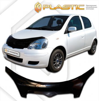 3 699 р. Дефлектор капота (3 door) CA-Plastic exclusive Toyota Vitz XP10 хэтчбэк 3 дв. дорестайлинг (1999-2001) (серия Classic чёрный, Без надписи)  с доставкой в г. Майкоп. Увеличить фотографию 2