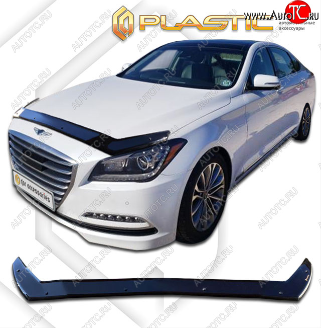 2 399 р. Дефлектор капота (exclusive) CA-Plastic  GENESIS G80  DH (2017-2020) (Classic чёрный, Без надписи)  с доставкой в г. Майкоп
