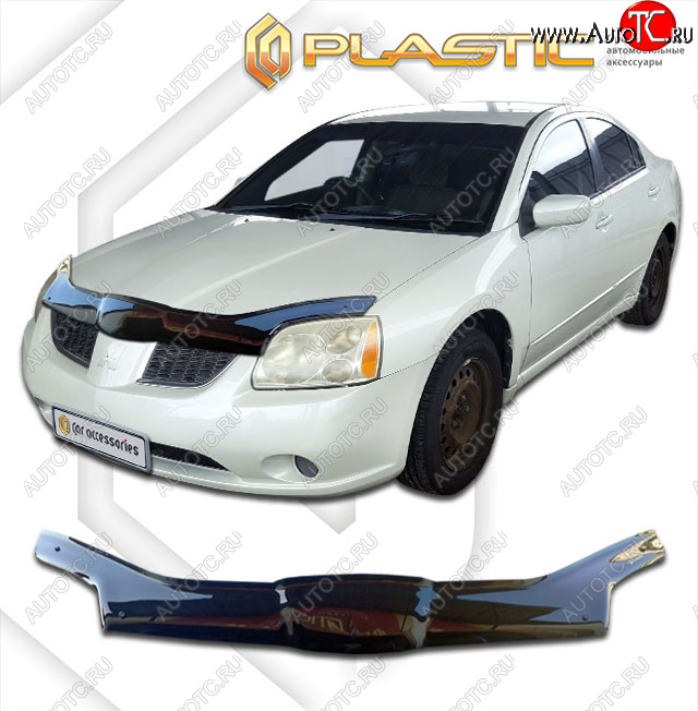 2 399 р. Дефлектор капота (exclusive) CA-Plastic  Mitsubishi Galant  9 (2004-2009) седан (Classic черный, Без надписи)  с доставкой в г. Майкоп