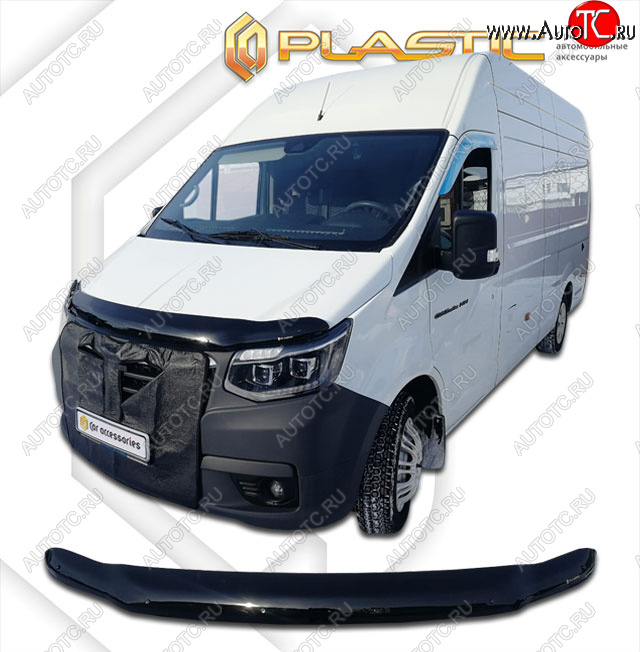 2 599 р. Дефлектор капота (exclusive) CA-Plastic  ГАЗ ГАЗель NN ( 220,  129,220,200) (2019-2025) автобус, цельнометаллический фургон, шасси (Classic чёрный, Без надписи)  с доставкой в г. Майкоп