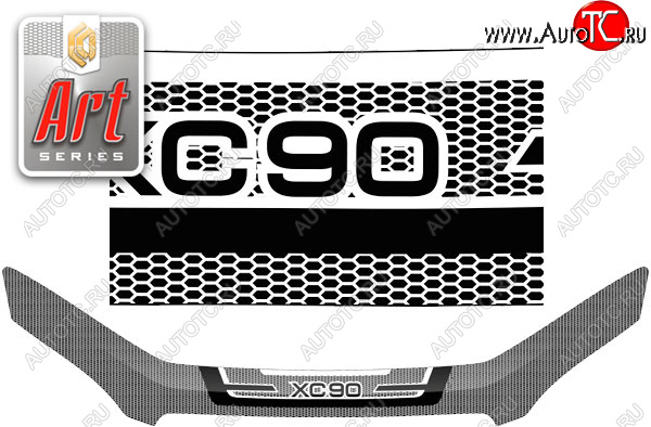3 199 р. Дефлектор капота CA-Plastic Volvo XC90 L дорестайлинг (2015-2019) (Art белая)  с доставкой в г. Майкоп