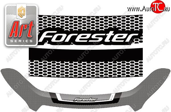 2 599 р. Дефлектор капота CA-Plastic Subaru Forester SK/S14 дорестайлинг (2018-2021) (Art белая)  с доставкой в г. Майкоп