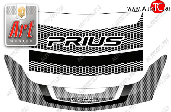 2 879 р. Дефлектор капота (exclusive левый руль) CA-Plastic  Toyota Prius  XW20 (2003-2011) дорестайлинг, рестайлинг (серия Art чёрная)  с доставкой в г. Майкоп