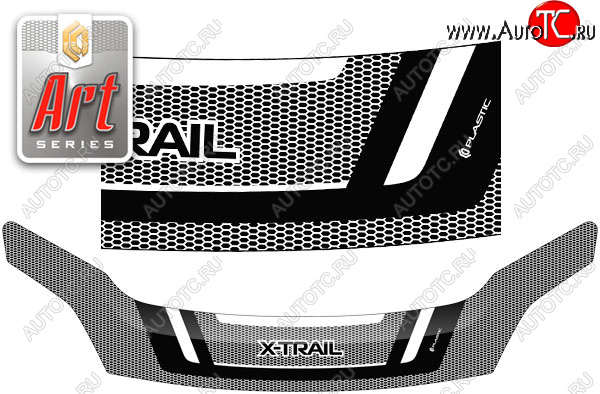 2 599 р. Дефлектор капота CA-Plastic Exclusive  Nissan X-trail  2 T31 (2007-2011) дорестайлинг (серия Art графит)  с доставкой в г. Майкоп