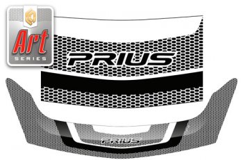 Дефлектор капота (правый руль) CA-Plastic Toyota Prius  XW20 (2003-2011) дорестайлинг, рестайлинг (серия Art серебро)