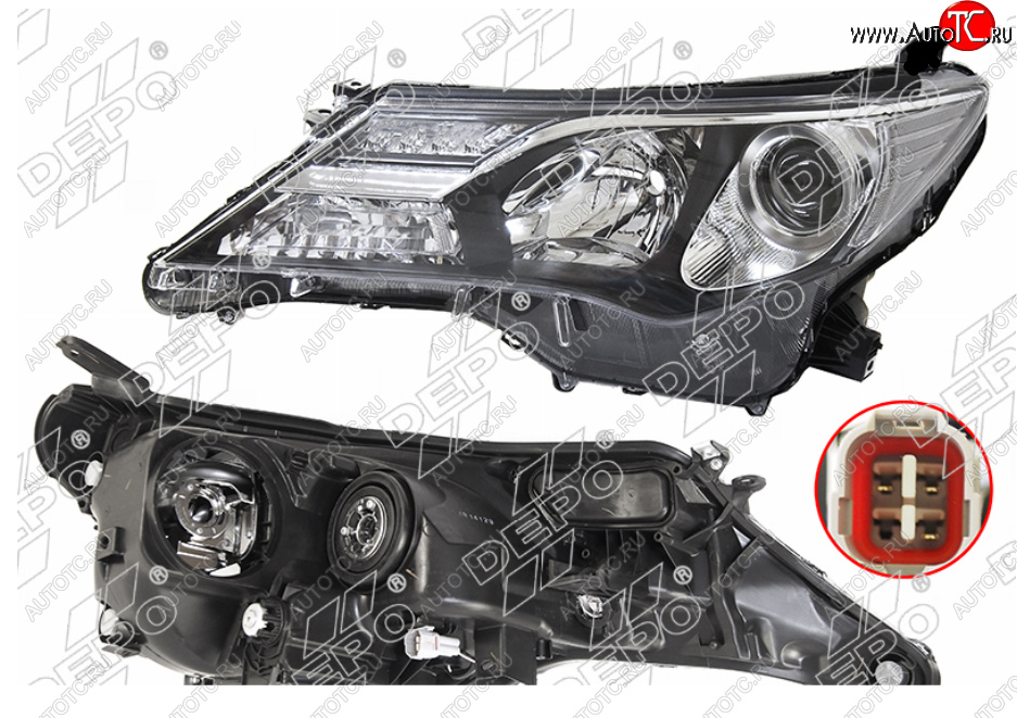 21 749 р. Левая фара (галоген, LED, с электрокорректором, Евросвет) DEPO Toyota RAV4 XA40 5 дв. дорестайлинг (2012-2015)  с доставкой в г. Майкоп