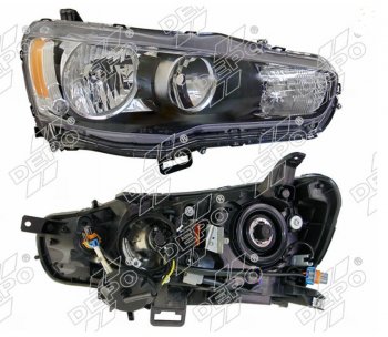 Правая фара (под электрокорректор, Евросвет) DEPO Mitsubishi Lancer 10 CY хэтчбек 5 дв рестайлинг (2011-2017)