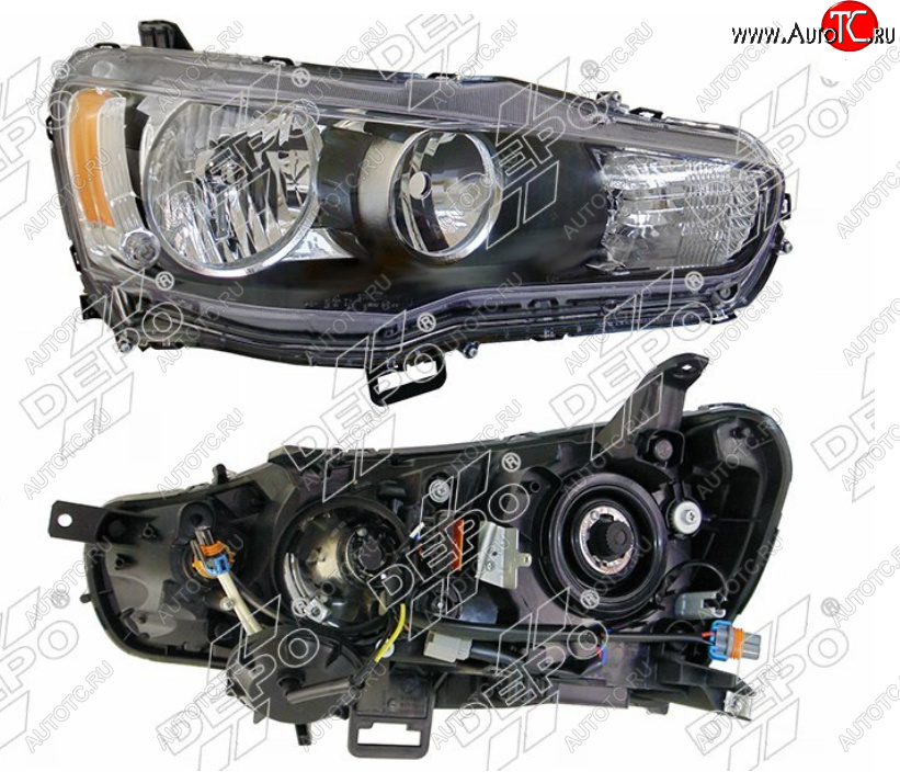 9 949 р. Правая фара (под электрокорректор, Евросвет) DEPO Mitsubishi Lancer 10 CY хэтчбек 5 дв рестайлинг (2011-2017)  с доставкой в г. Майкоп