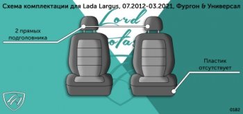3 899 р. Чехлы сидений Lord Autofashion Дублин (жаккард, 2 места, с подголовниками)  Лада Ларгус (2012-2021) дорестайлинг R90 (Чёрный, Ёж синий)  с доставкой в г. Майкоп. Увеличить фотографию 3