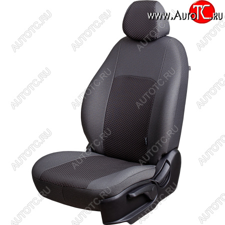 5 899 р. Чехлы сидений Lord Autofashion Дублин (комплектация Стандарт Норма, жаккард, 60/40, раздельная задняя спинка и сиденье, 2Г-образных подголовника) Лада Гранта FL 2190 седан рестайлинг (2018-2025) (Серый, стежок серый)  с доставкой в г. Майкоп