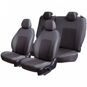 5 899 р. Чехлы сидений Lord Autofashion Дублин (комплектация Стандарт Норма, жаккард, 60/40, раздельная задняя спинка и сиденье, 2Г-образных подголовника) Лада Гранта FL 2190 седан рестайлинг (2018-2025) (Серый, стежок серый)  с доставкой в г. Майкоп. Увеличить фотографию 3