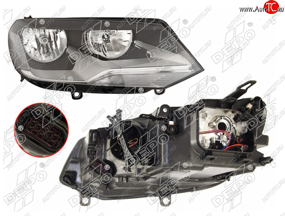 6 599 р. Правая фара (галоген, с корректором) DEPO Volkswagen Touareg 2 NF дорестайлинг (2010-2014)  с доставкой в г. Майкоп