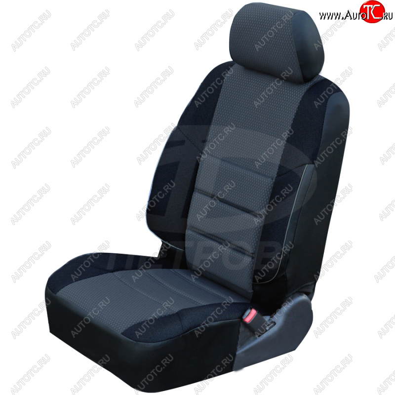 4 849 р. Чехлы сидений (экокожа-жаккард, 60/40, Airbag, №2) Петров А10 Renault Duster HS рестайлинг (2015-2021) (Черный)  с доставкой в г. Майкоп