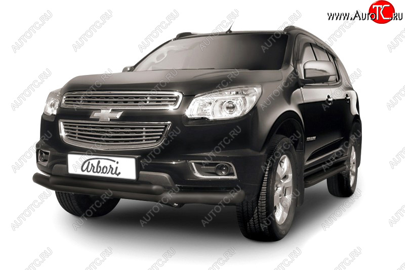 12 649 р. Защита переднего бампера двойная (диаметр 76+57 мм) Arbori Chevrolet Trailblazer GM800 дорестайлинг (2012-2016)  с доставкой в г. Майкоп
