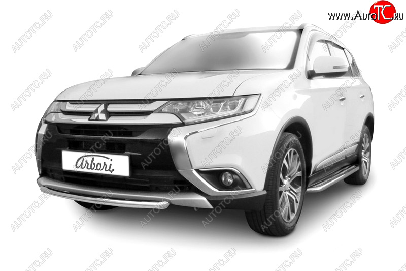 4 499 р. Защита переднего бампера (короткая диаметр 57 мм) Arbori Mitsubishi Outlander GF 2-ой рестайлинг (2015-2018)  с доставкой в г. Майкоп
