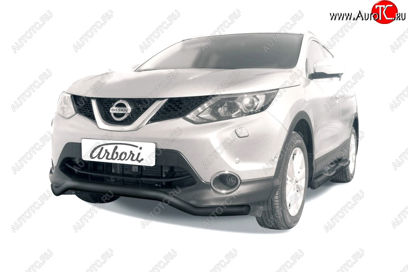 2 899 р. Защита переднего бампера (диаметр 57 мм) Arbori Nissan Qashqai 2 J11 дорестайлинг (2013-2019)  с доставкой в г. Майкоп