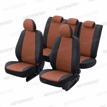 13 649 р. Чехлы на сиденья (экокожа, без подголовников) Автопилот Audi 80 B3 седан (1986-1991) (черный/коричневый)  с доставкой в г. Майкоп. Увеличить фотографию 5