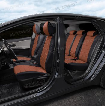 13 649 р. Чехлы на сиденья (экокожа, без подголовников) Автопилот Audi 80 B3 седан (1986-1991) (черный/коричневый)  с доставкой в г. Майкоп. Увеличить фотографию 8