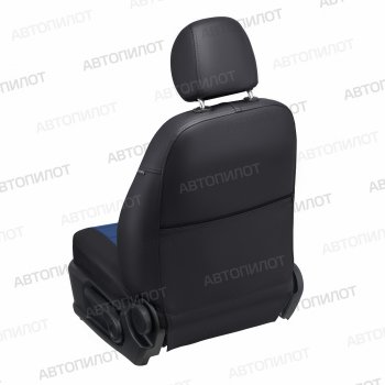 13 649 р. Чехлы сидений (экокожа, сплош. сп./с вырезом под подл.) Автопилот Audi A4 B7 седан (2004-2008) (черный/синий)  с доставкой в г. Майкоп. Увеличить фотографию 2