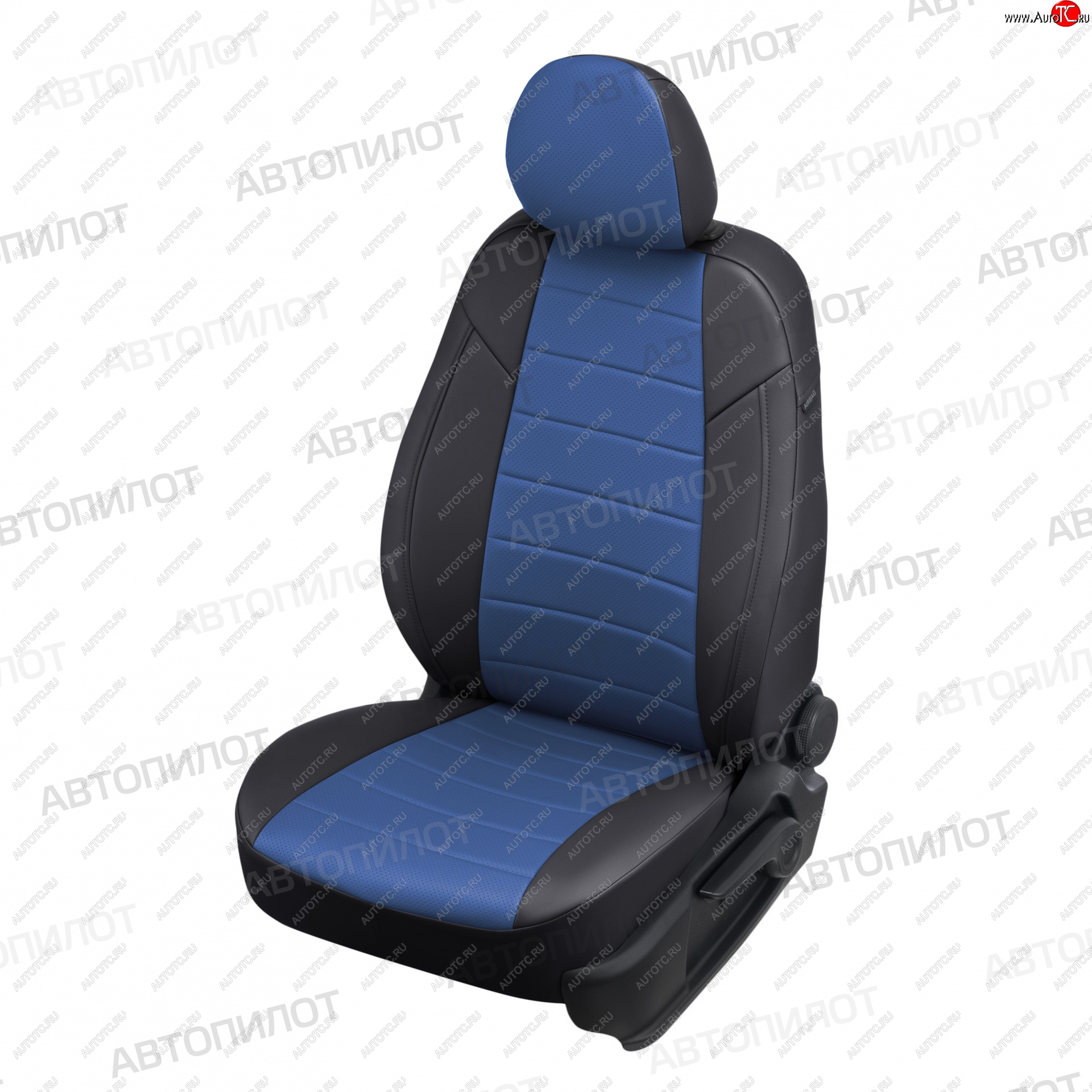13 649 р. Чехлы сидений (экокожа, сплош. сп./с вырезом под подл.) Автопилот Audi A4 B7 седан (2004-2008) (черный/синий)  с доставкой в г. Майкоп