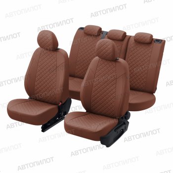 14 249 р. Чехлы сидений (экокожа, сплошная) Автопилот Ромб  Audi A4 ( B6,  B7) (2000-2008) седан (коричневый)  с доставкой в г. Майкоп. Увеличить фотографию 5