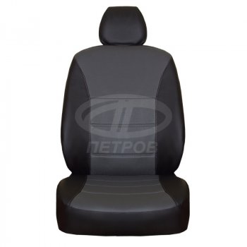 5 749 р. Чехлы сидений (экокожа, Standard, Classic, Comfort, 2/3) ПЕТРОВ Орегон Лада Гранта FL 2190 седан рестайлинг (2018-2025) (черный/серый)  с доставкой в г. Майкоп. Увеличить фотографию 2