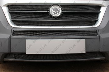 6 399 р. Защитная сетка в бампер (ячейка 3х7 мм, 5 частей) Alfeco Стандарт Fiat Ducato 290 (2014-2025) (Чёрная)  с доставкой в г. Майкоп. Увеличить фотографию 2
