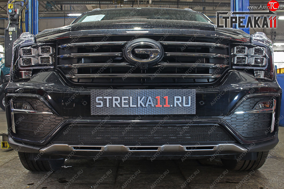 2 799 р. Защитная сетка радиатора в бампер (ячейка 3х7 мм, с датчиком ACC, GT) Стрелка11 Стандарт GAC GS8 (2016-2023) (черная)  с доставкой в г. Майкоп