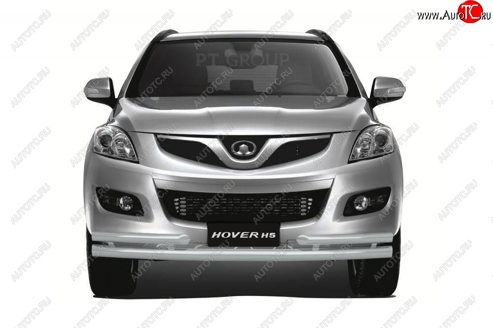 6 529 р. Защита переднего бампера (с углами, Ø63 и 51) Petroil Tuning Great Wall Hover H3  дорестайлинг (2010-2014) (окрашенный в цвет серебристый (Искра))  с доставкой в г. Майкоп