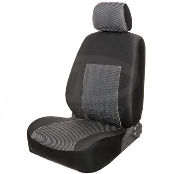 Чехлы сидений (экокожа-жаккард) Петров К1 Renault Logan 1 дорестайлинг (2004-2010) (Черный)