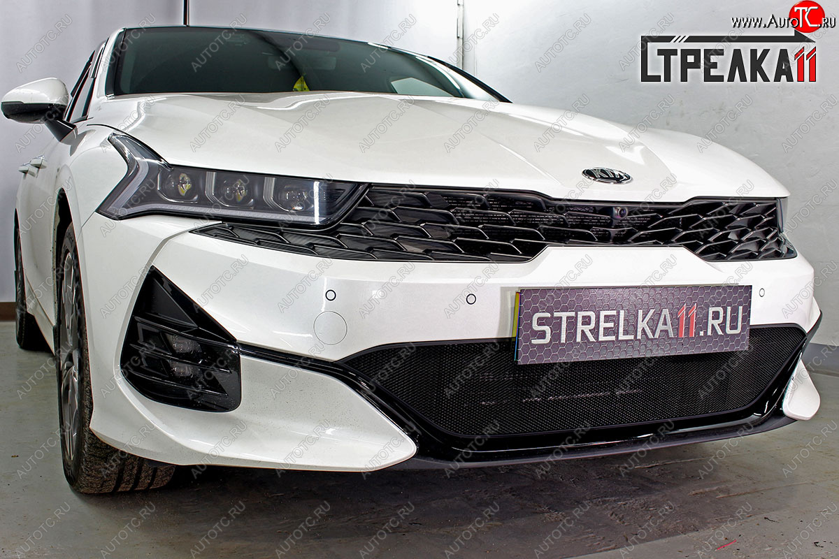 3 089 р. Защитная сетка радиатора в бампер (ячейка 3х7 мм, GT-Line) Стрелка11 Стандарт KIA K5 DL (2019-2022) (черная)  с доставкой в г. Майкоп