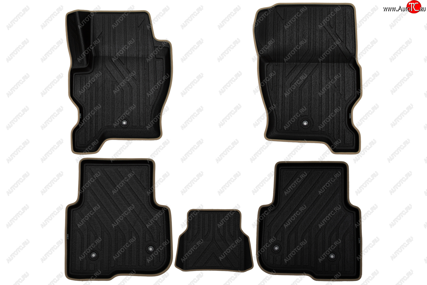 5 999 р. Коврики салона (Polystar) KVEST 3D Land Rover Discovery 4 L319 (2009-2016) (Чёрные с бежевым)  с доставкой в г. Майкоп