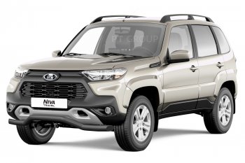 6 199 р. Защита переднего бампера (волна, Ø63) Petroil Tuning Лада Нива Трэвел (212300-80) (2021-2025) (сталь в цвет черный (Шагрень))  с доставкой в г. Майкоп. Увеличить фотографию 2