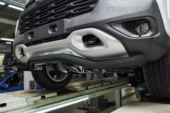 6 199 р. Защита переднего бампера (волна, Ø63) Petroil Tuning Лада Нива Трэвел (212300-80) (2021-2025) (сталь в цвет черный (Шагрень))  с доставкой в г. Майкоп. Увеличить фотографию 4